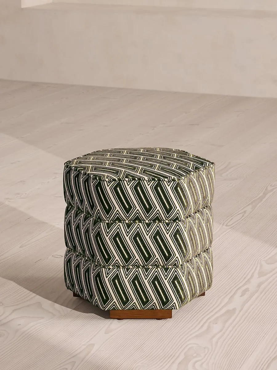Lyla Footstool, Vende Jacquard, Olive