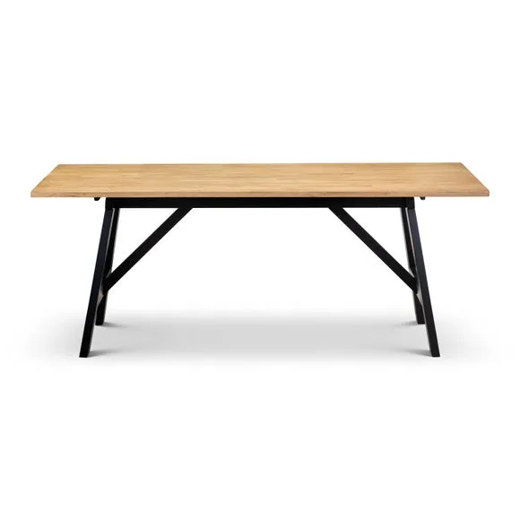 Hockley 6 Seater Rectangular Dining Table, Natural & Black 3