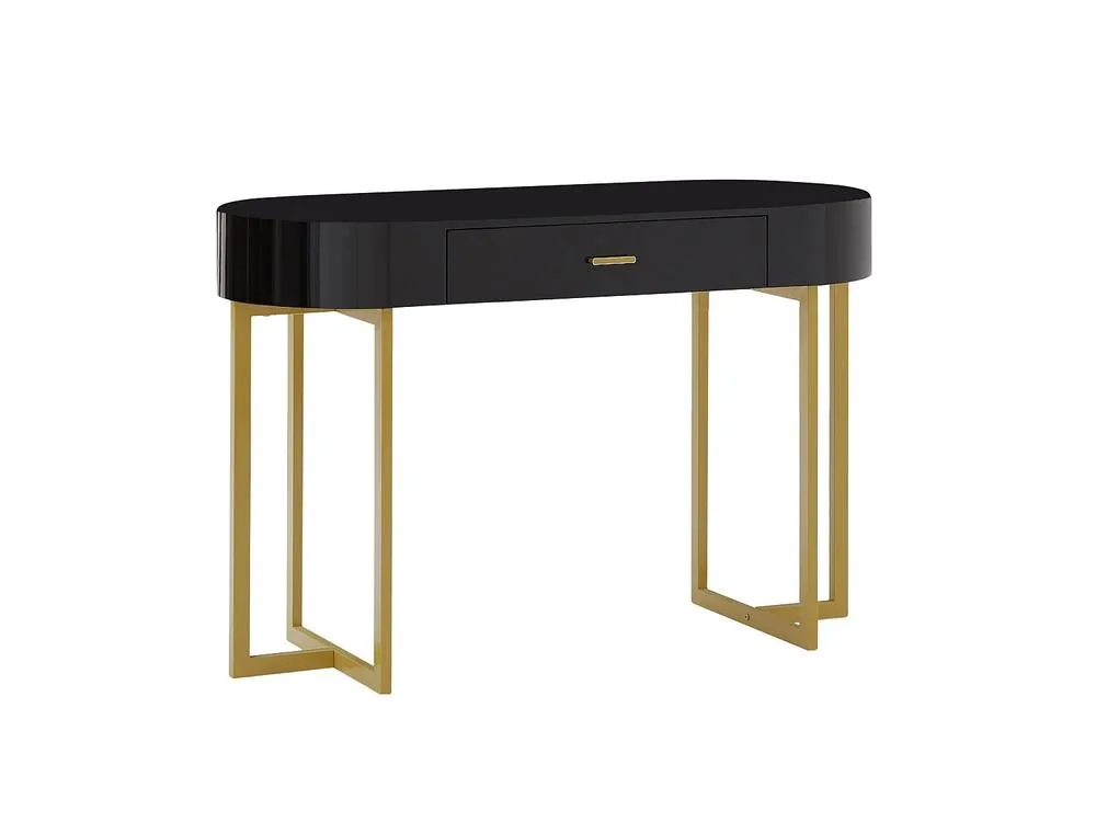 Vente-unique Console Desk With 1 Drawer - Lacquered MDF & Metal - Black & Gold 4