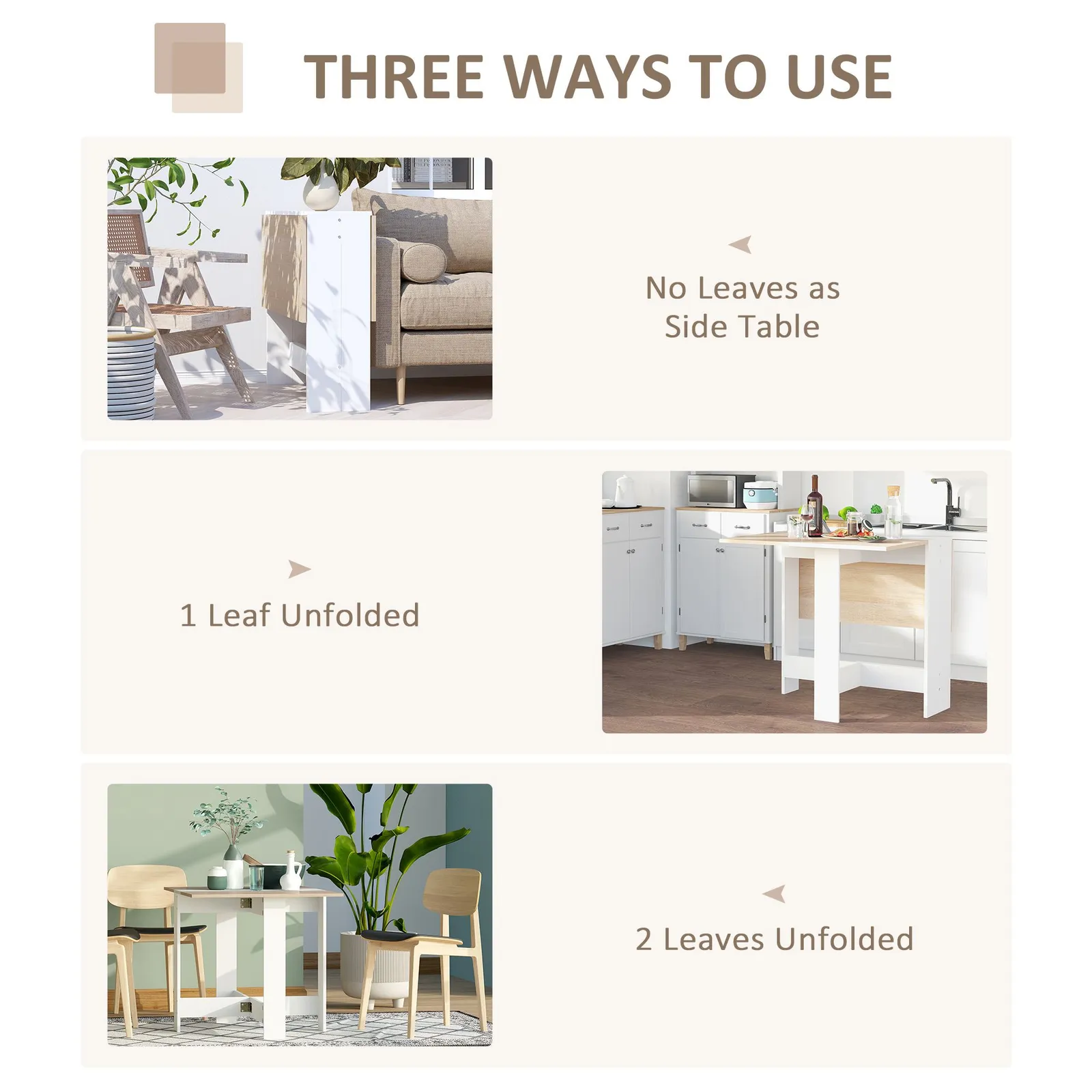HOMCOM Wooden Folding Butterfly Drop Leaf Dining Table Desk Particle Board in Light Brown 6
