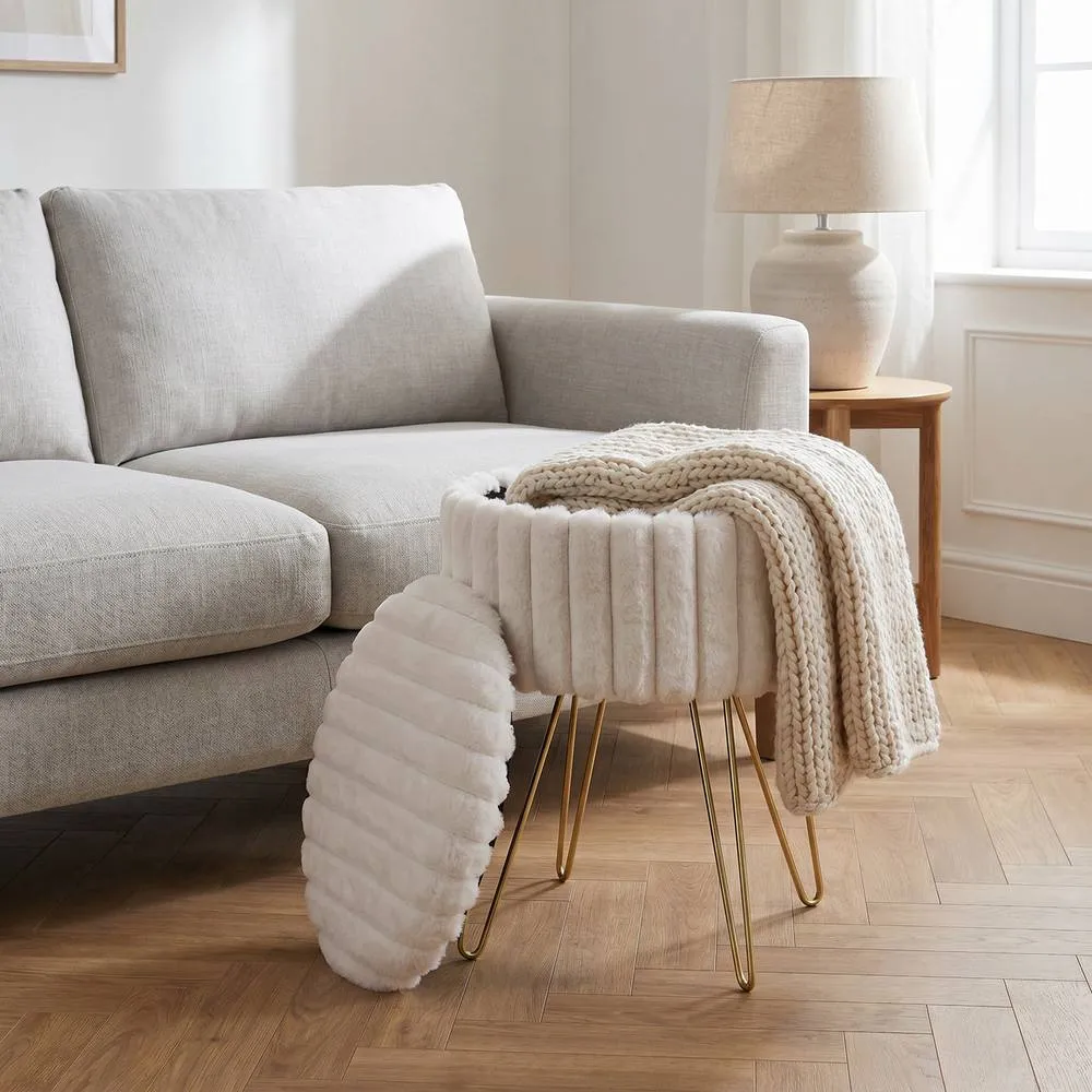 GAVENO CAVAILIA Ribbed Hairpin Storage Stool in Natural 1