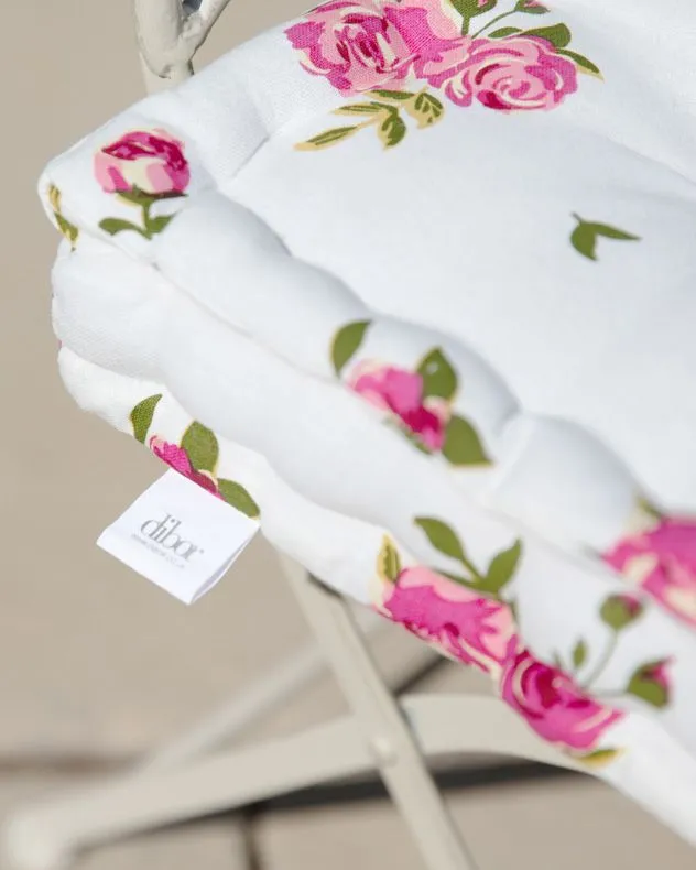 Dibor Set of 4 Vintage Pink Floral Print Indoor Outdoor Chair Seat Pad Garden Furniture Box Cushions L40cm x W40cm 4