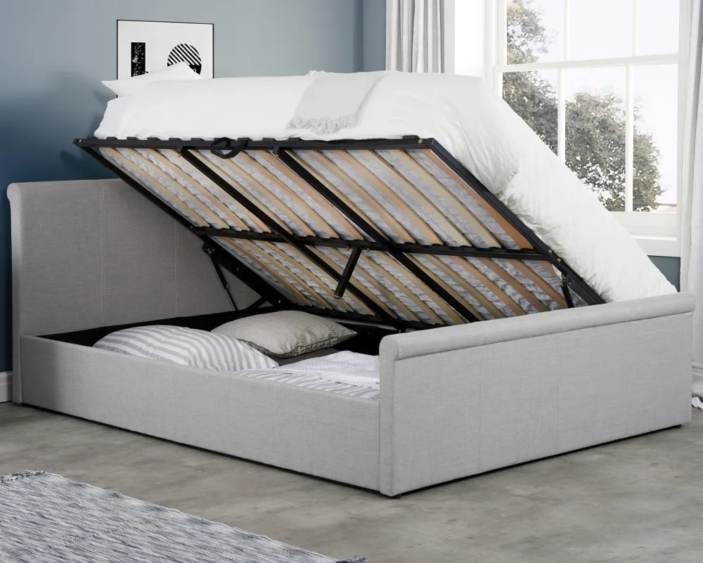 Stratus Grey Fabric Ottoman Storage Bed Frame - 4ft Small Double