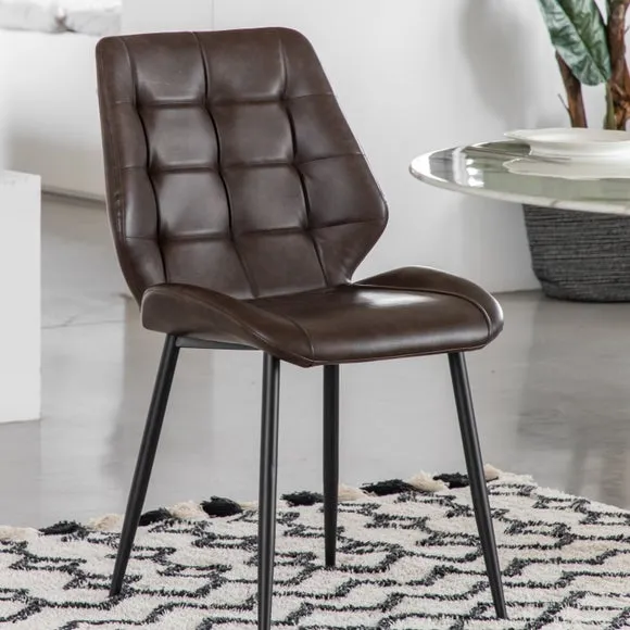 Return - Set of 2 Mesa Faux Leather Dining Chairs, Brown