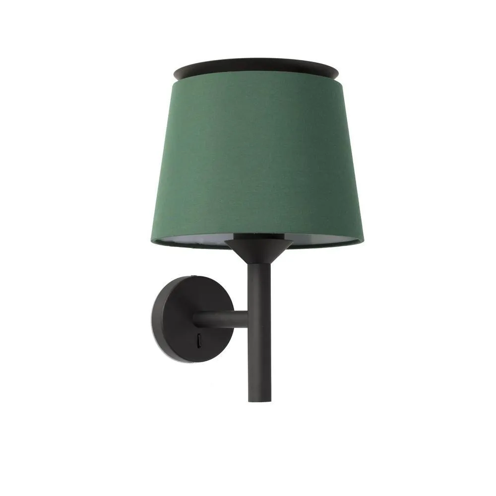Netlighting Savoy Wall Light with Shade BlackGreen E27 in Green