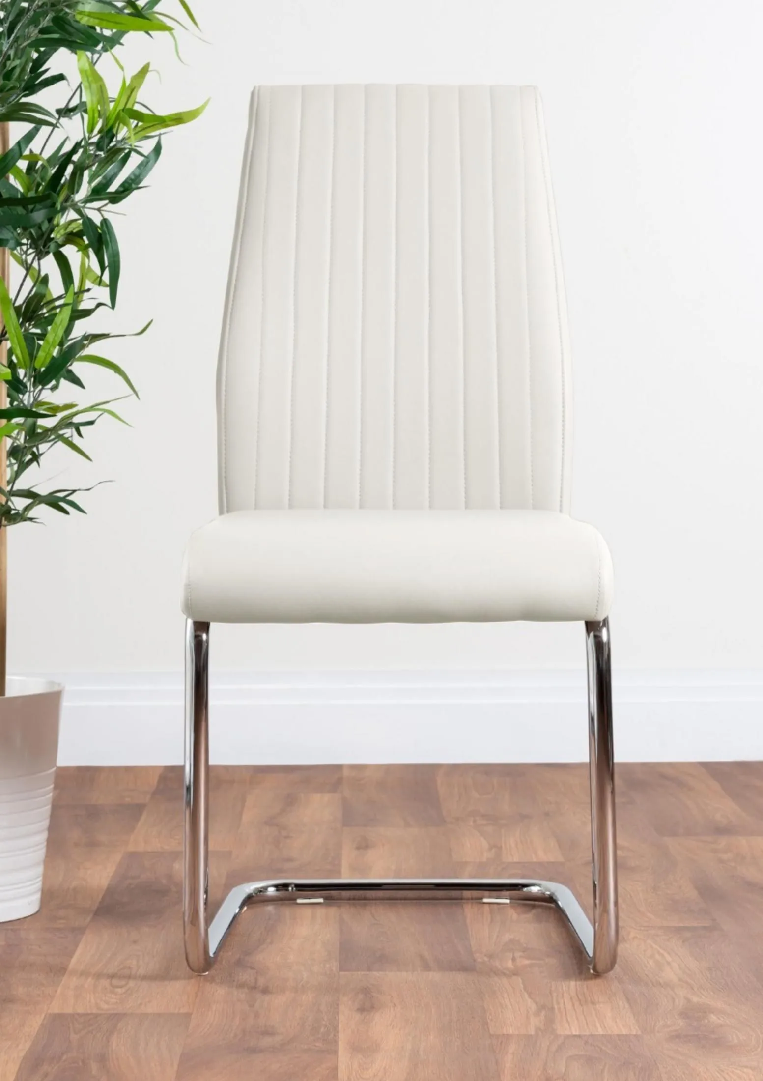 FurnitureboxUK Giovani Grey White Modern High Gloss & Glass Dining Table & 4 Lorenzo Chairs Set in Off-White 6