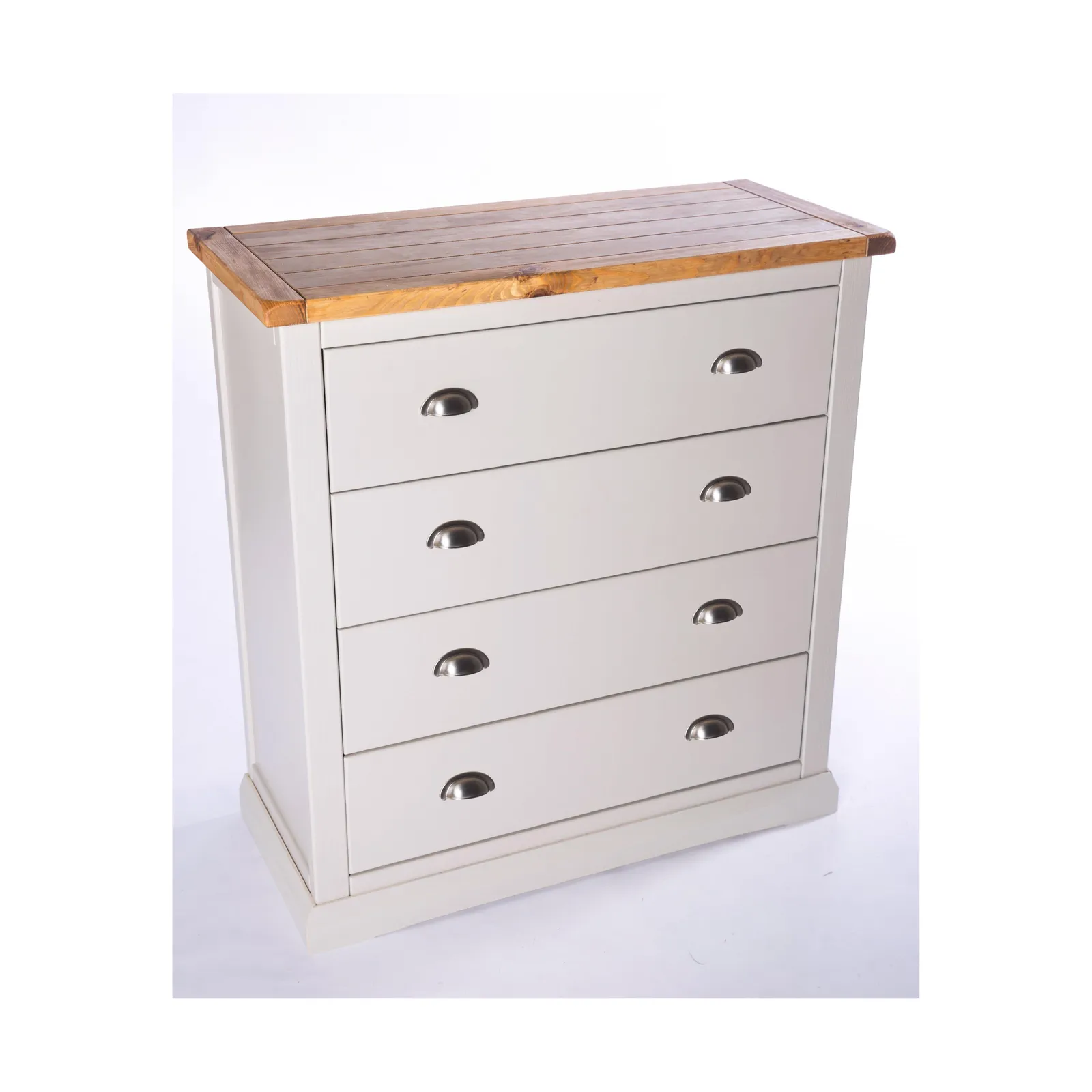 Cabinet Bits Loreo 4 Drawer Chest of Drawers Chrome Cup Handle in Light Grey 3