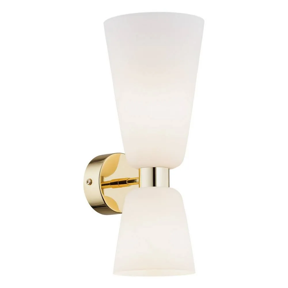 Netlighting Reno Up & Down Wall Lamp Opal Matt Brass Steel in Gold