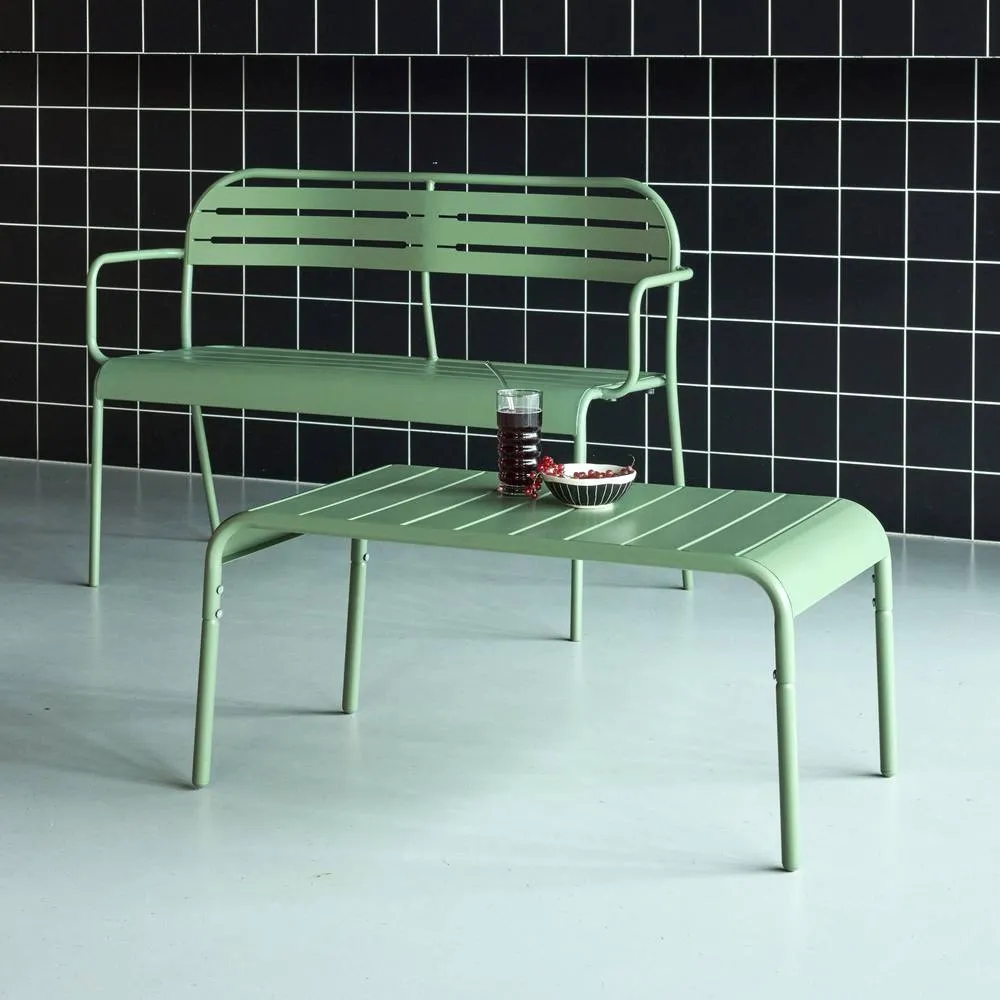 sweeek Rectangular steel garden coffee table in Green 4