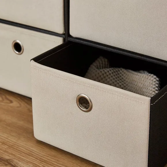 6 Drawer Faux Linen Foldable Ottoman 2