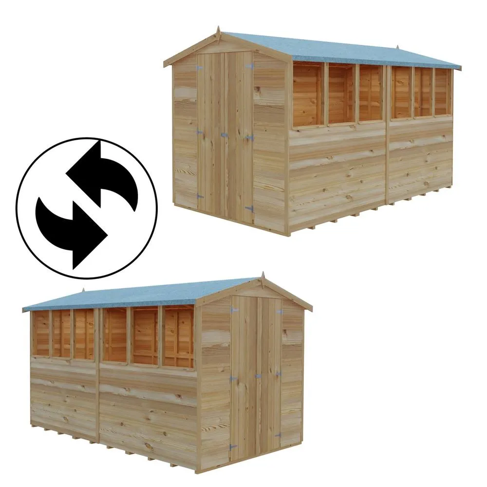 Shires Overlap Double Door Garden Shed - Dip Treated Approx 12 x 6 Feet in Light Tan 2
