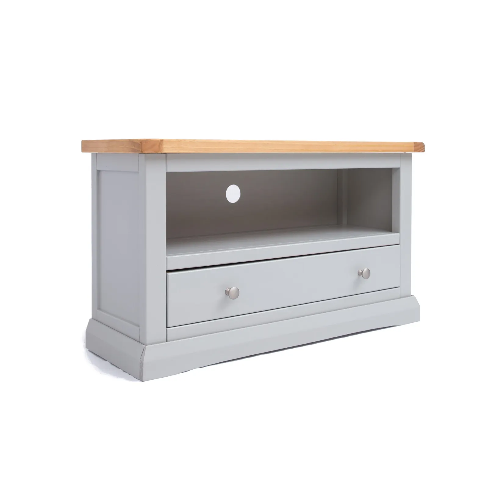 Cabinet Bits Loreo Light Grey 1 Drawer TV Cabinet Chrome Knob 2