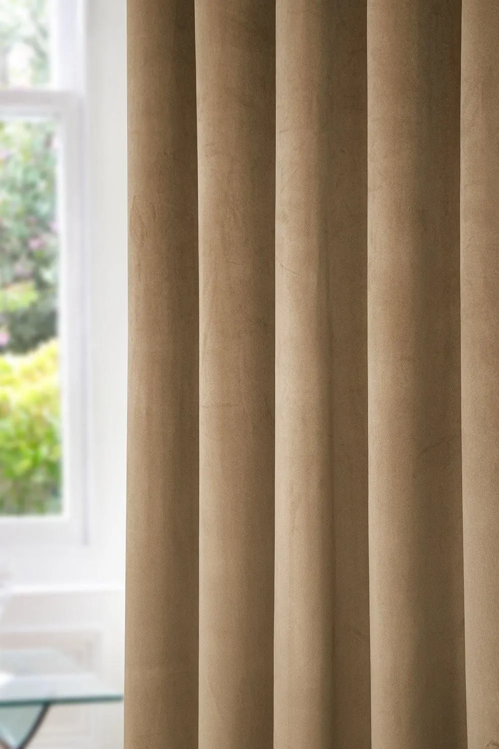 Homescapes Thermal 100% Blackout Velvet Curtains in Beige 2