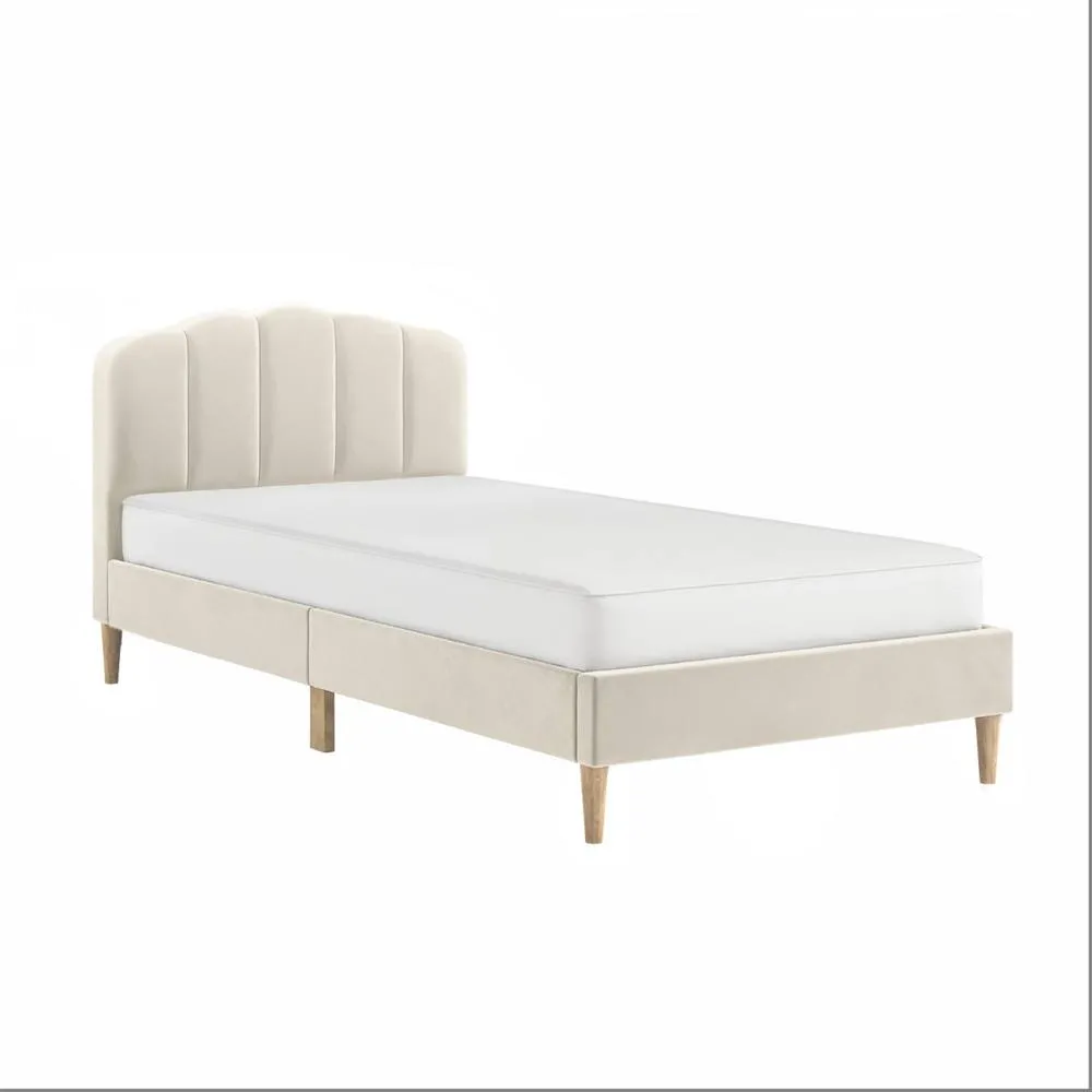 Flair Scallop Velvet Bed Frame Beige 3