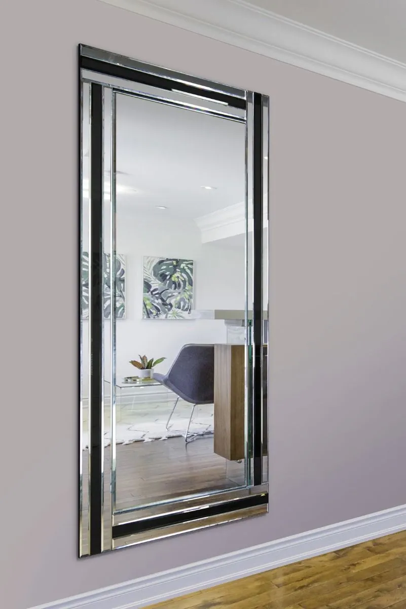 MirrorOutlet Dalton Black All Glass Full Length Mirror 174 x 85 CM