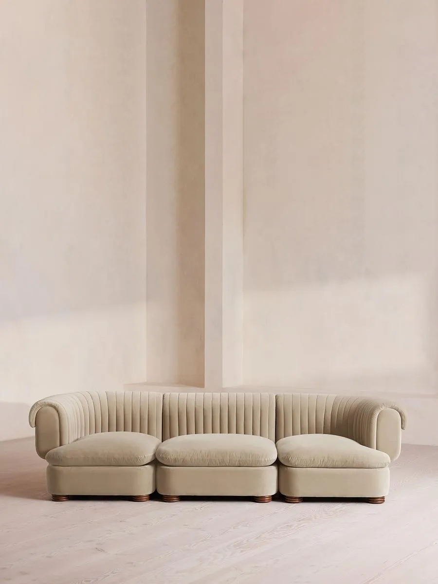 Rava Modular Sofa, Four Seater, Velvet, Oyster