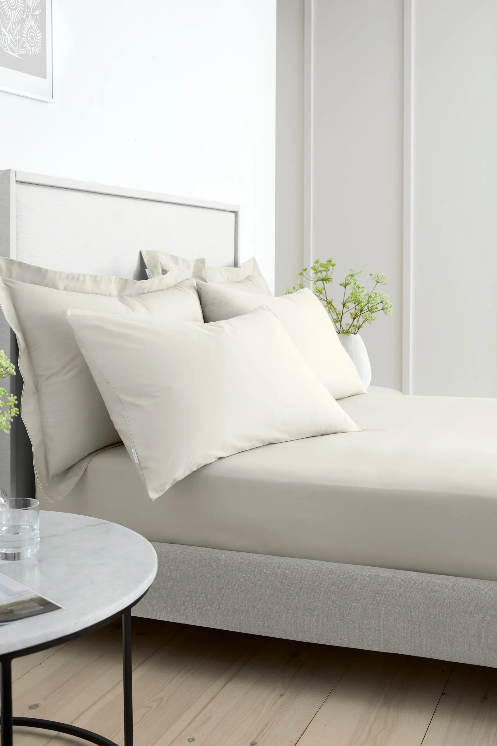 Bianca 200 Thread Count Cotton Percale 32cm Depth Sheet in Natural 3