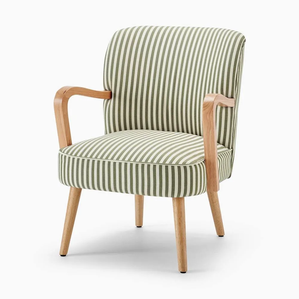 FurnitureboxUK Sylvie Accent Chair with Oak Effect Legs in Green 3