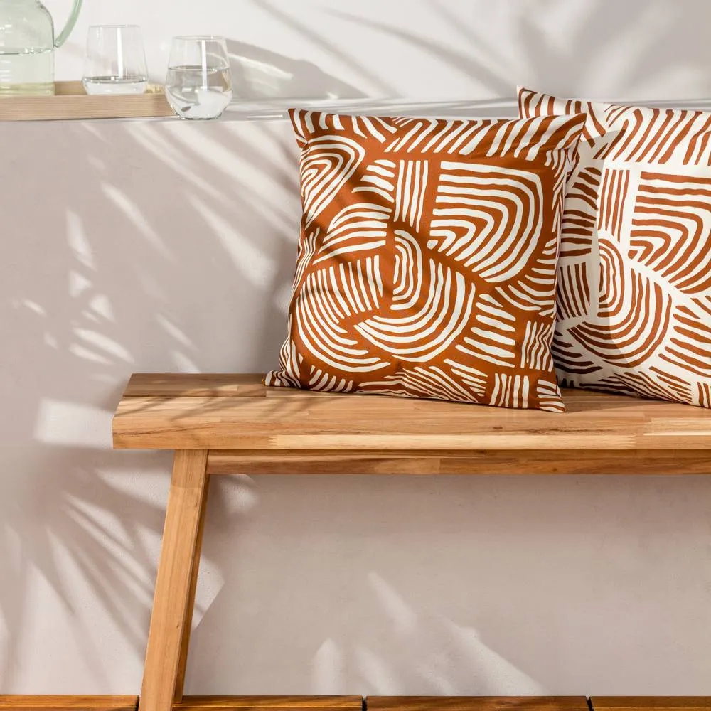 Furn Dunes Abstract Water & UV Resistant Reversible Outdoor Cushion in Burnt Orange
