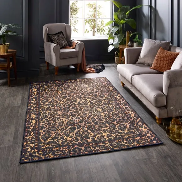 Laurence Llewelyn-Bowen Leopard Black Rug 6