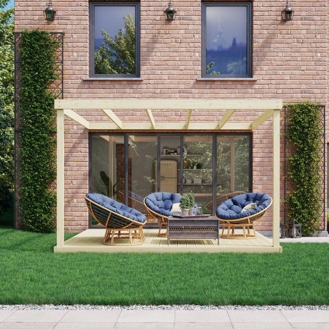 Rutland County Garden Furniture Ltd Box Wall Mounted Pergola & Decking Kit, L480 x W480 x H270 cm, Green 2