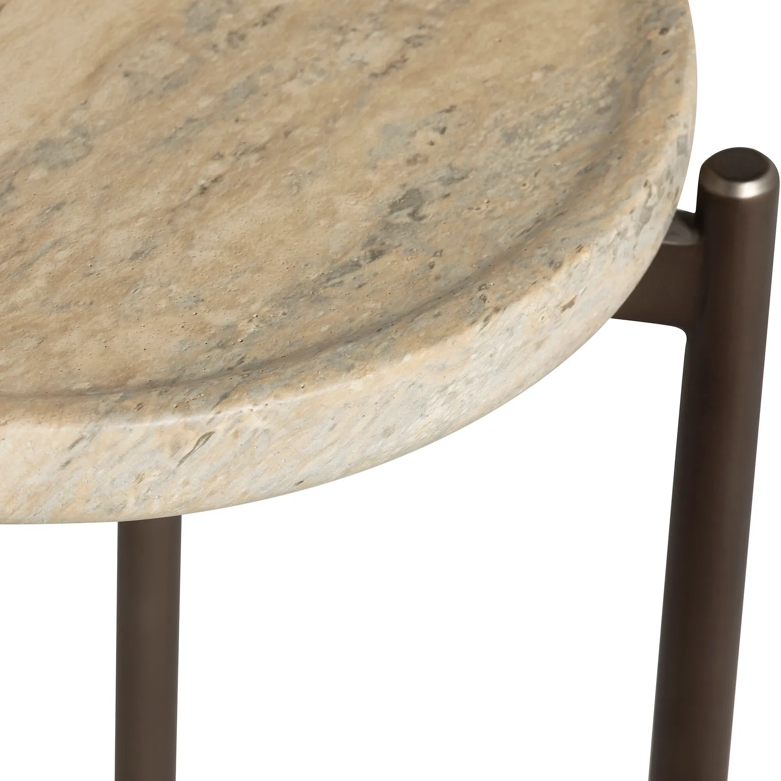 Ryde Tall Dark Travertine Side Table, Round, Neutral | Barker & Stonehouse 4