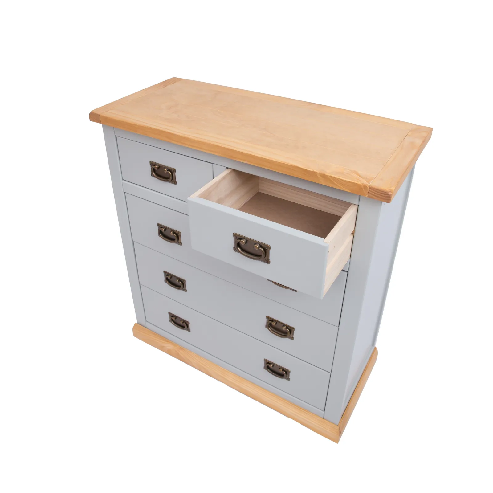 Cabinet Bits Bomporto 5 Drawer Chest of Drawers Bras Drop Handle in Light Grey 4