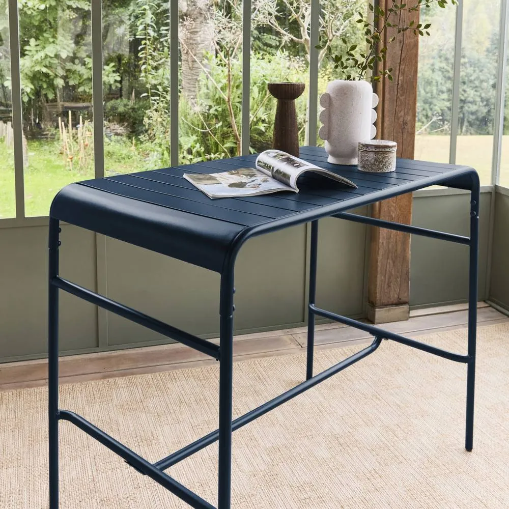 sweeek 4-seater metal garden bar table in Dark Blue 3