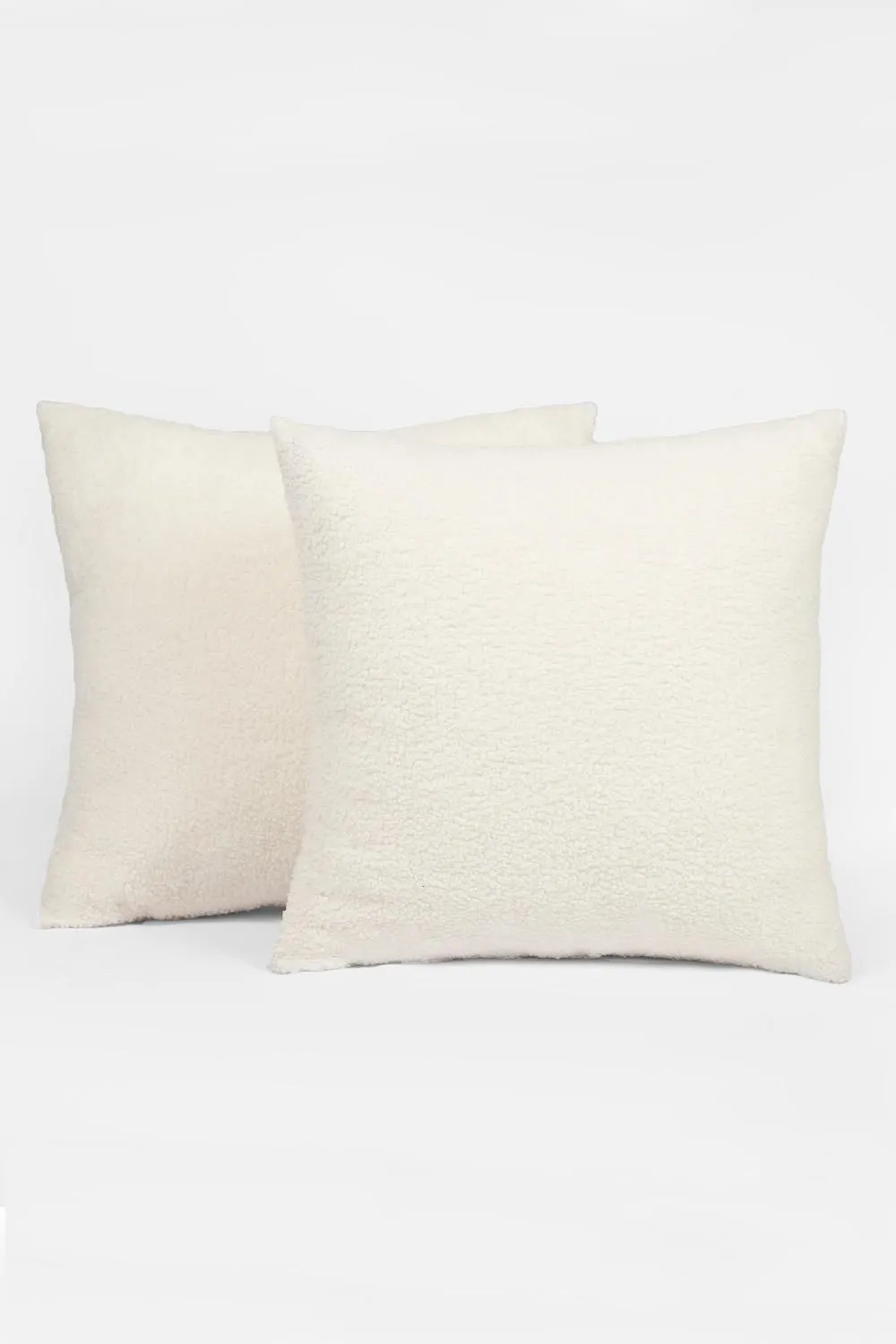 OHS 2 Pack of Boucle Teddy Fleece Cushion Covers in Cream