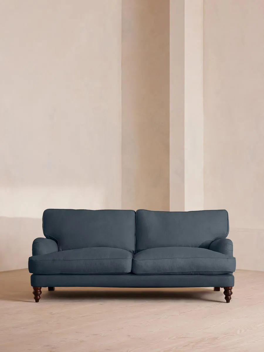 Arundel Three Seater Sofa, Linen, Prussian Blue