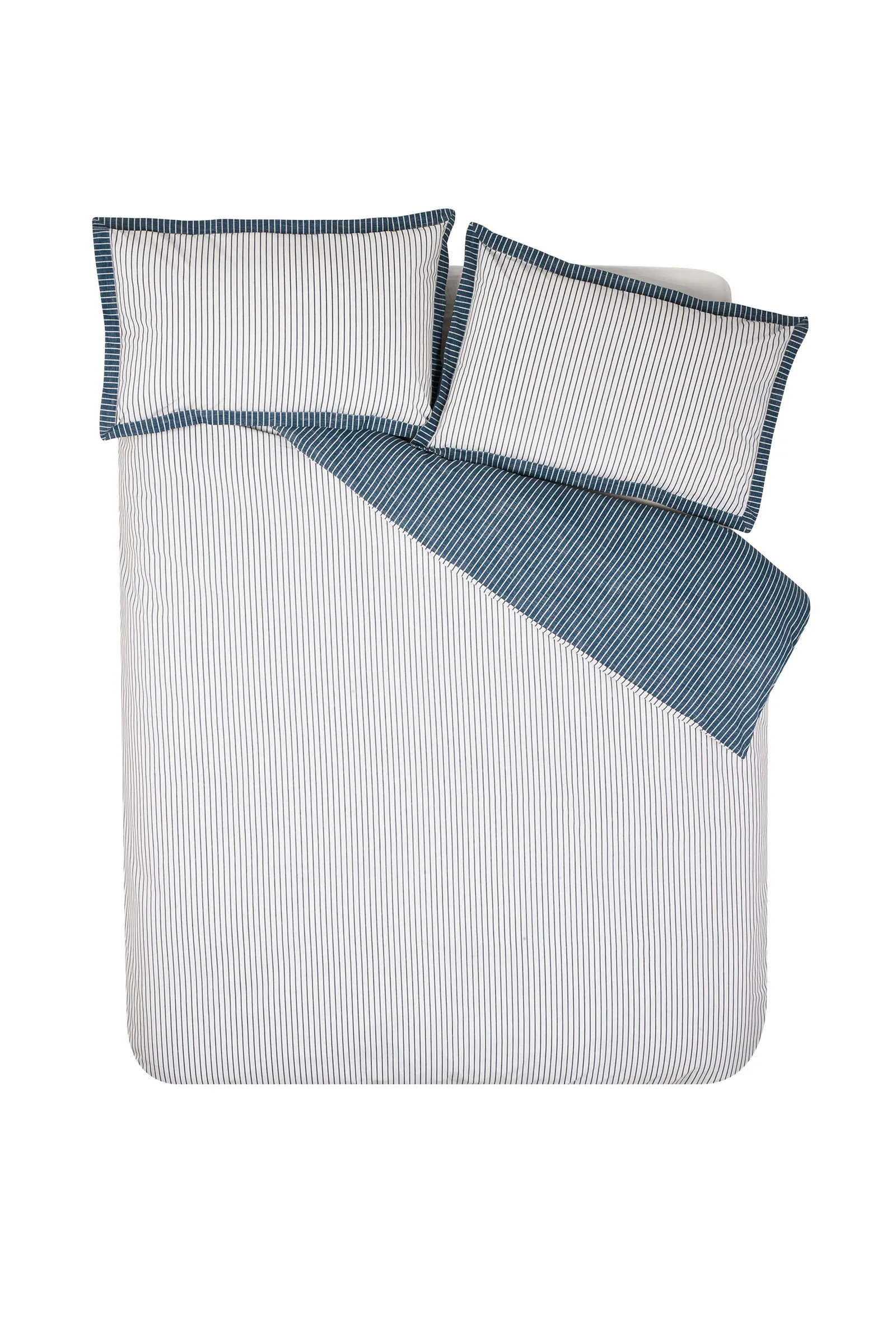 Catherine Lansfield 'Oxford Pinstripe' Reversible Duvet Cover Set in Navy 5