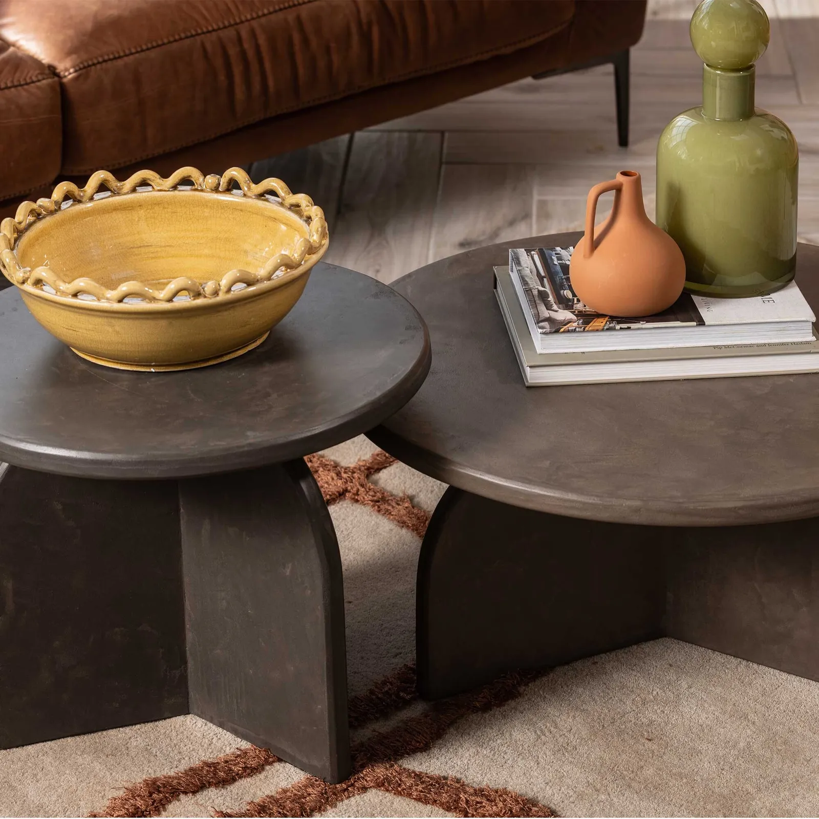 Capella Coffee Table Set Of 2, Round, Pine Wood | Barker & Stonehouse 5