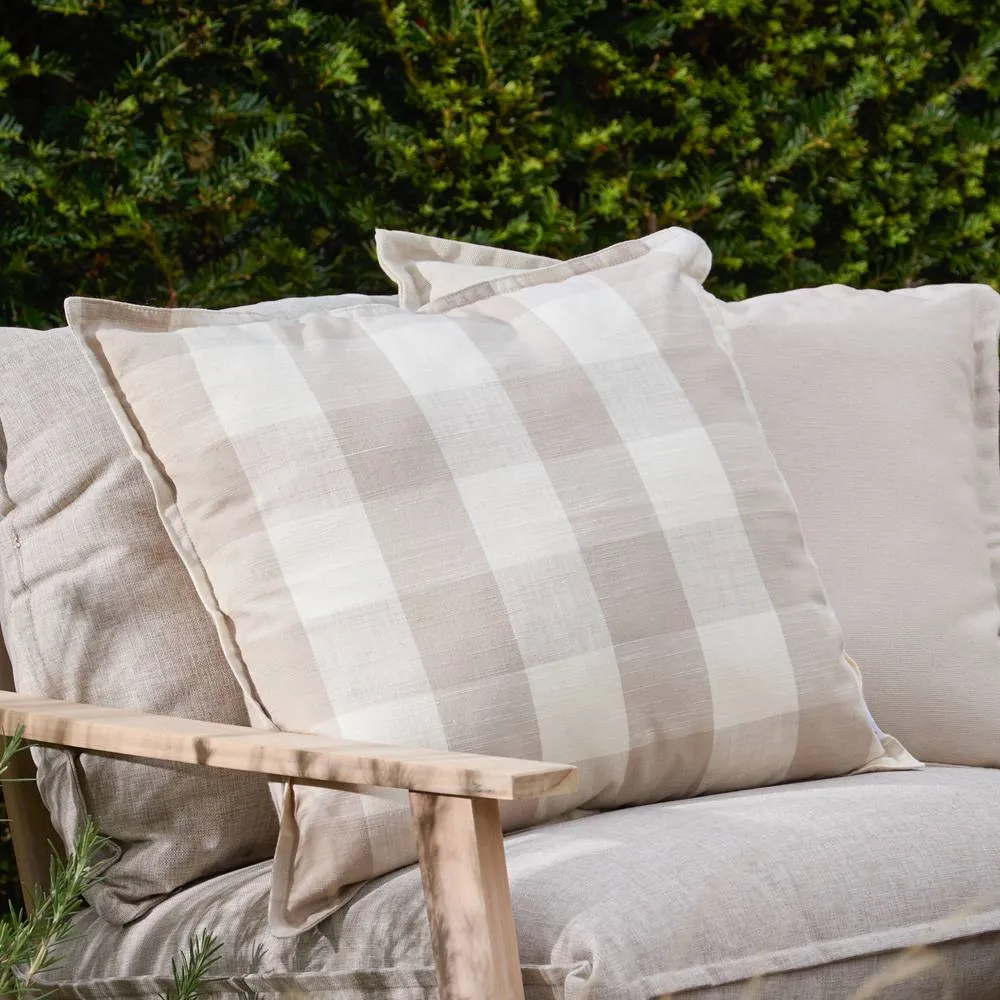 Yard Chesil Check 100% Cotton Outdoor Cushion in Natural 1