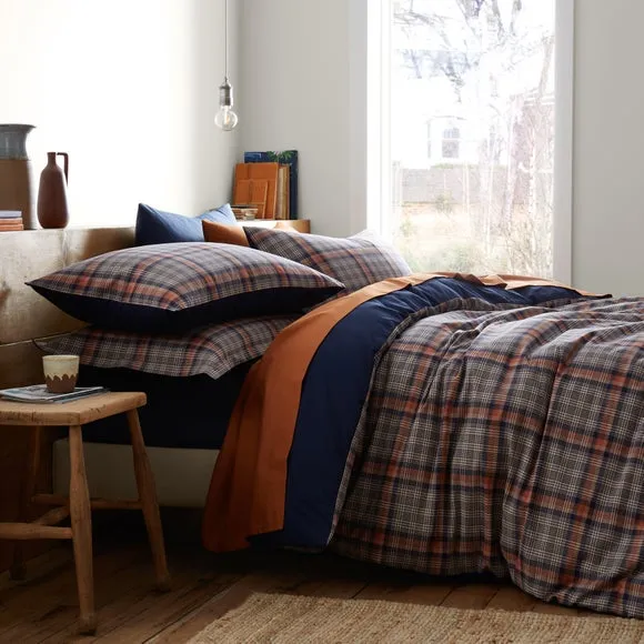Calie Check Navy Duvet Cover and Pillowcase Set 4