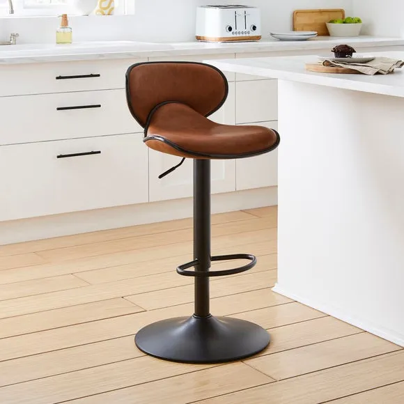 Donte Adjustable Height Swivel Bar Stool, Faux Leather 2