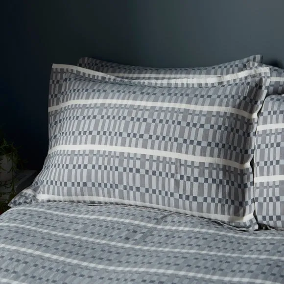 Ash Geometric 100% Cotton Oxford Pillowcase
