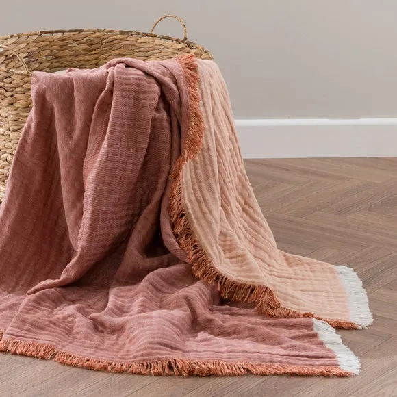 Reversible Muslin Cotton Throw Blanket 1