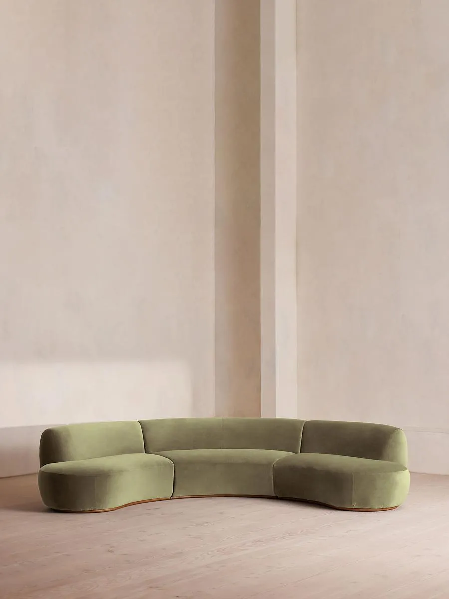 Aline Serpentine Modular Sofa, Four Seater, Lichen Velvet