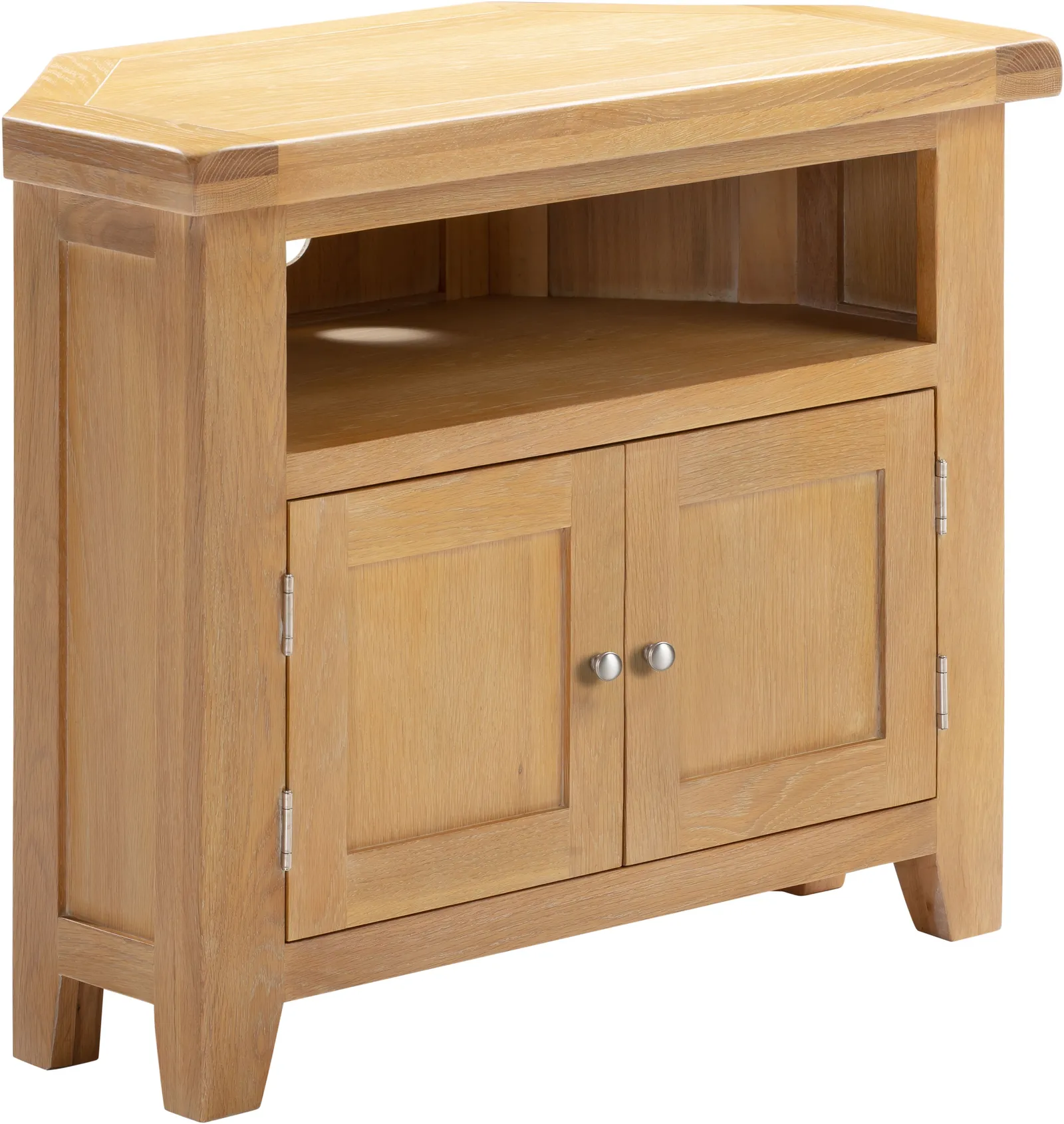 Seconique Windsor Ivory Corner TV Unit (Fully Assembled) in Light Oak 2