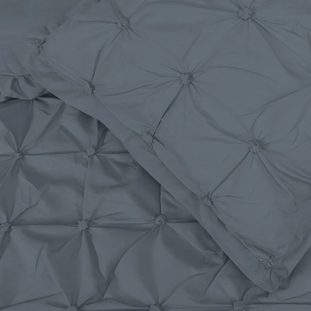 Smart Living Luxury Super Soft Stylish Rouched Pleat Duvet Cover with Pillowcases in Charcoal 5