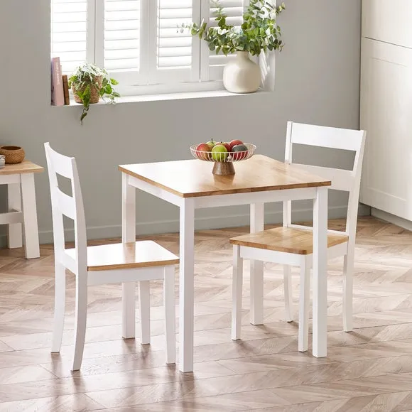 Linwood Square Fixed Dining Table with 2 Linwood Dining Chairs