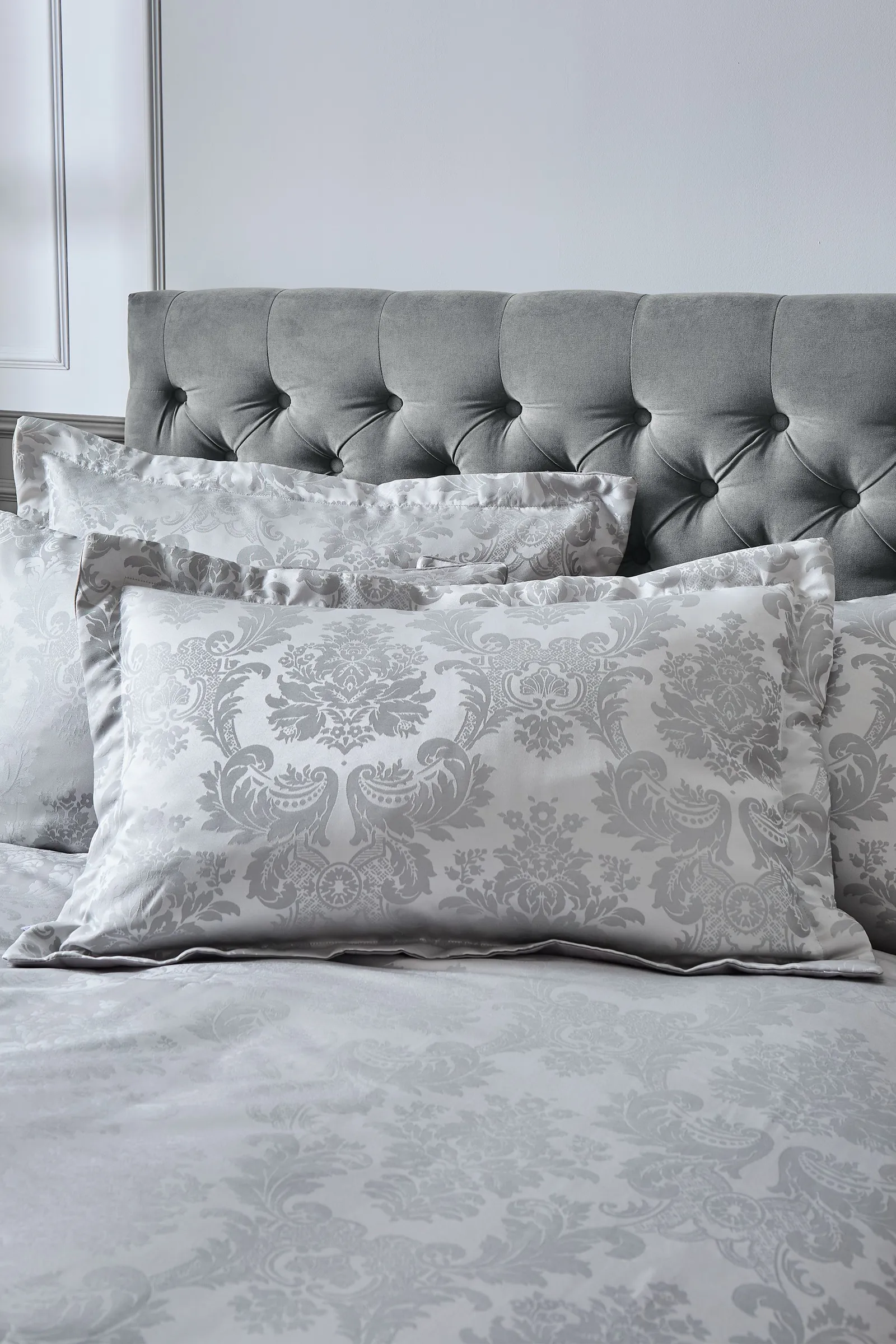 Catherine Lansfield 'Damask Jacquard' Pillowsham Pair in Silver
