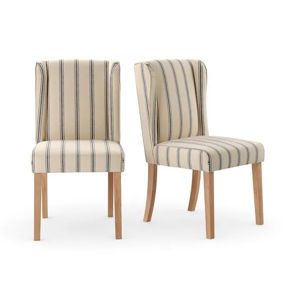 Oswald Set of 2 Dining Chairs, Folkstone Blue Stripe 6