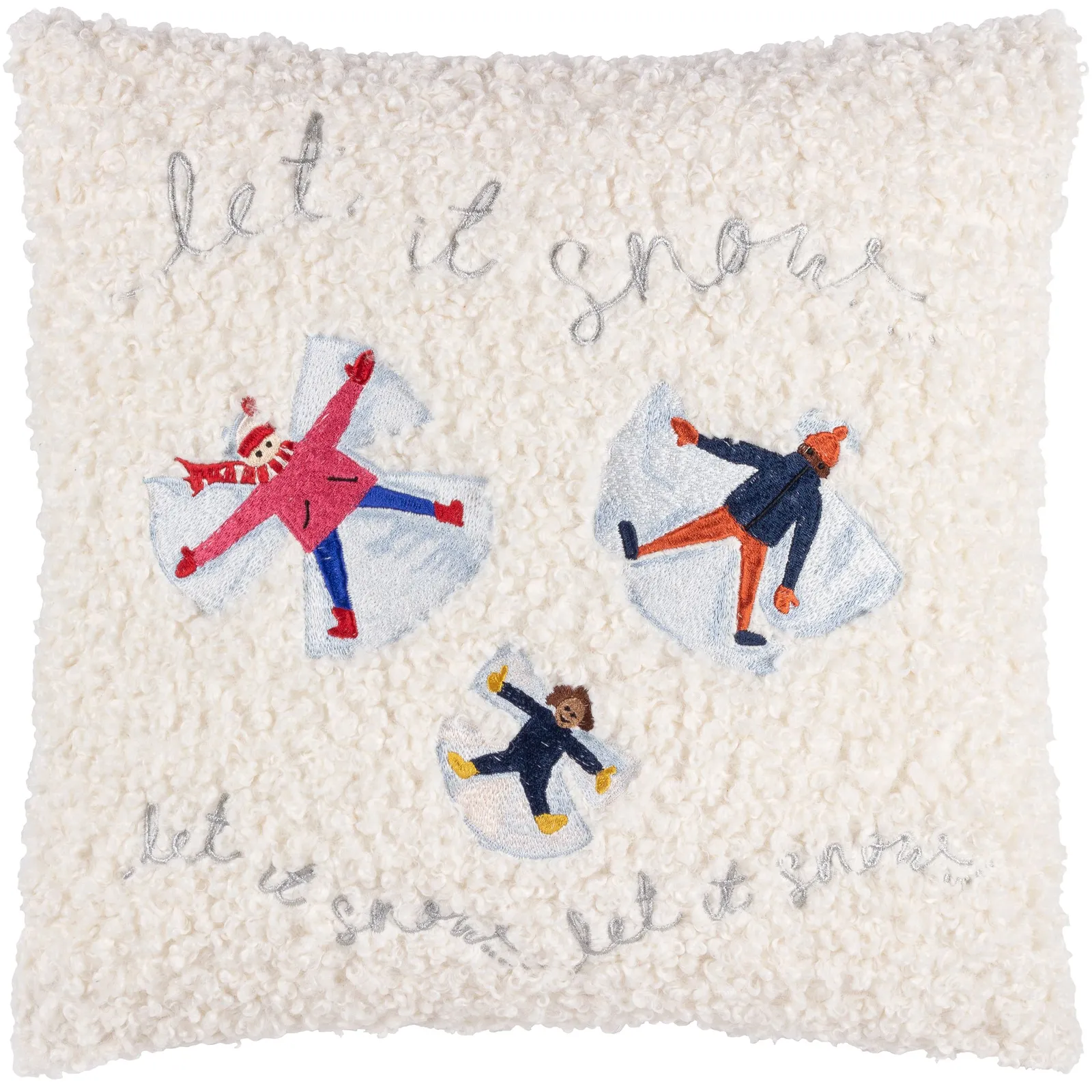 Furn Christmas Together Snow Angels Cushion in White