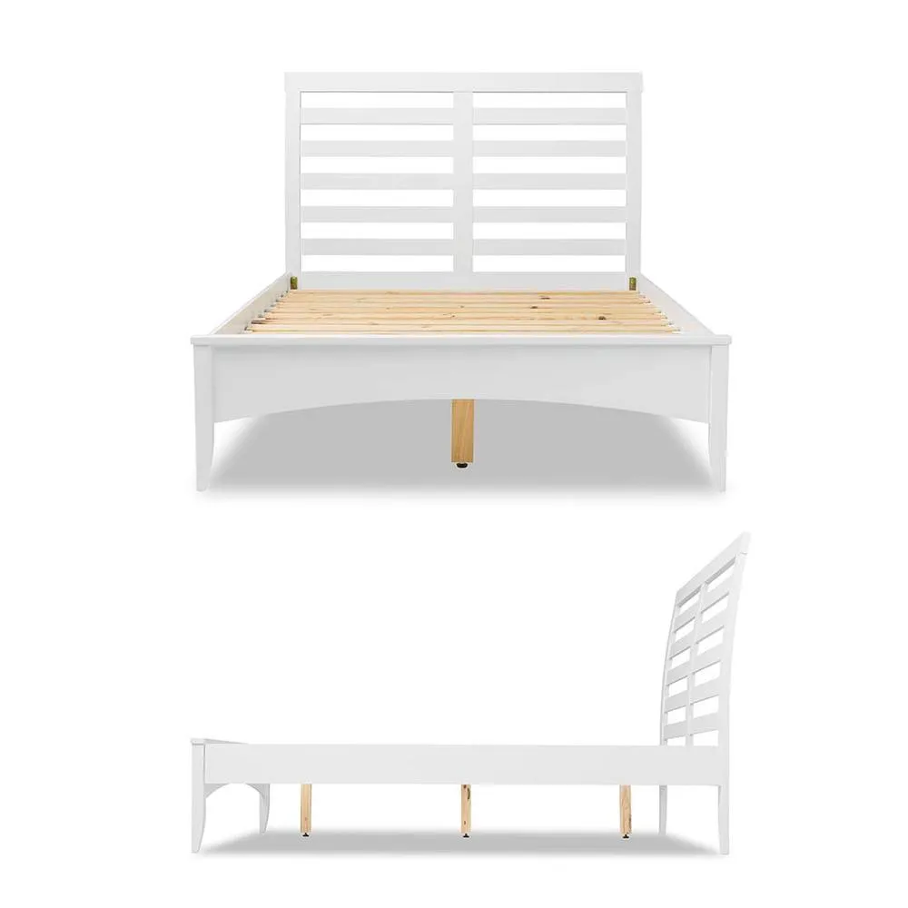 Statement Furniture Edward Hopper White Double Bed Frame 4ft6 with Slatted Headboard 4
