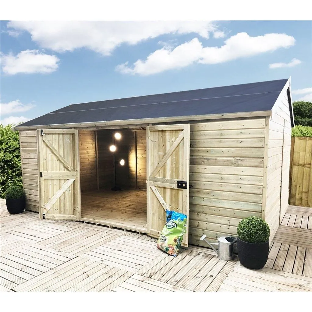 Marlborough 28 x 12 Reverse Premier Pressure Treated Apex Workshop in Natural