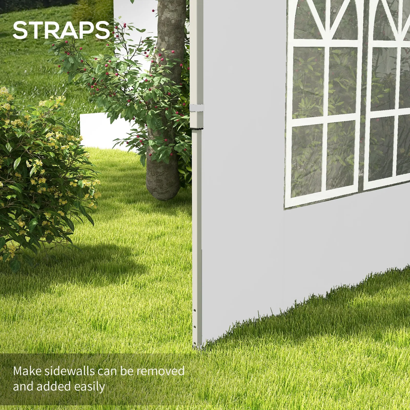 OUTSUNNY Gazebo Side Panels for 3x3(m) or 3x4m Pop Up Gazebo, 2 Pack in White 6