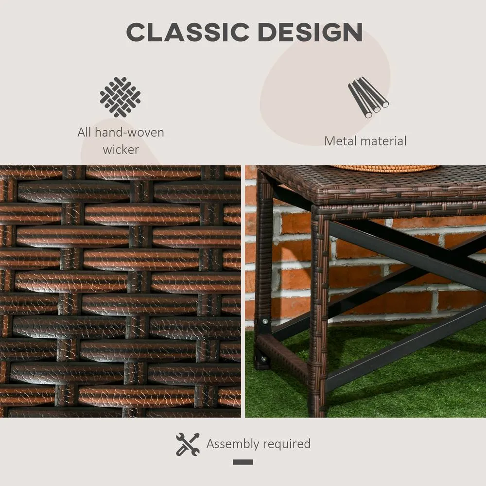 OUTSUNNY PE Wicker Outdoor Coffee Table w/ Full Woven Rattan Table Top in Brown 4