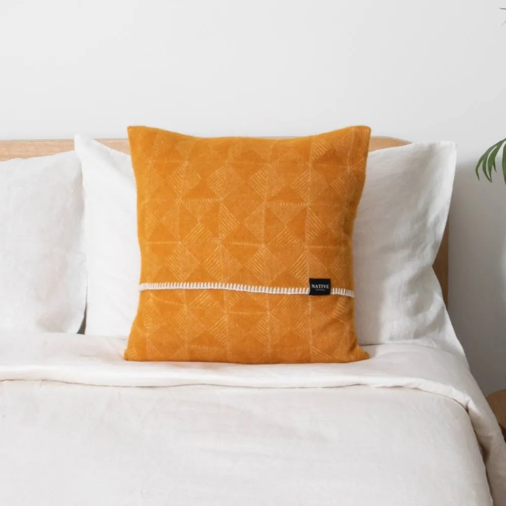 Native Natural Diamond Mustard Wool Cushion 45x45cm