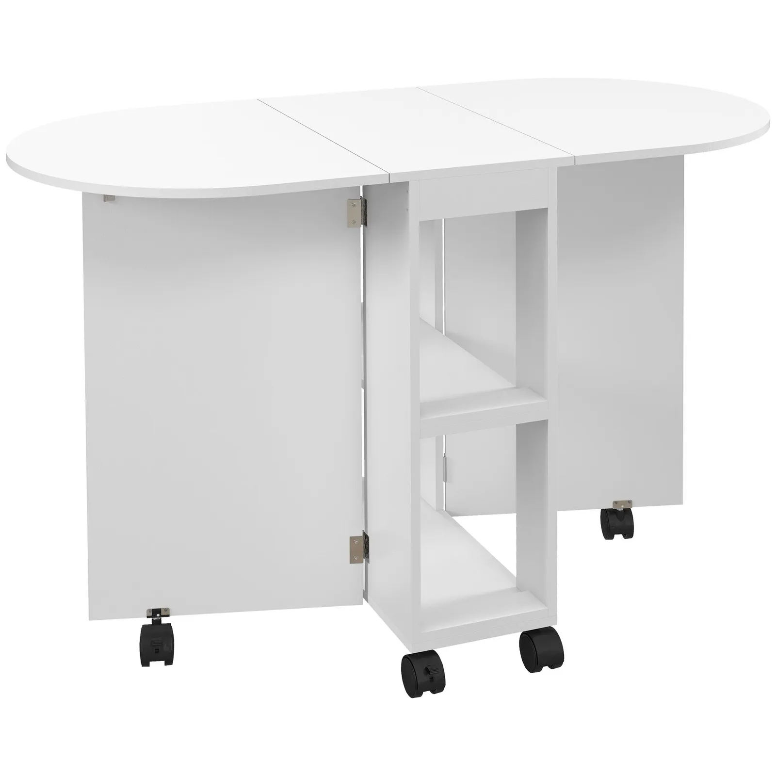 HOMCOM Folding Dining Table for Small Spaces with 2-tier Shelves White 2